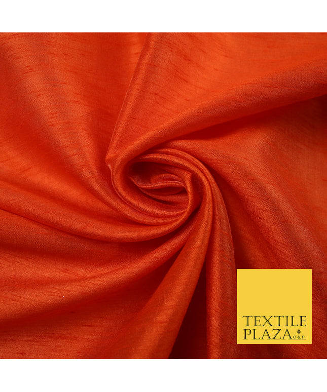 BLOOD ORANGE Plain Dyed Faux Dupion Raw Silk Polyester Dress Fabric Material 7959