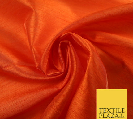 BLOOD ORANGE 2 Plain Dyed Faux Dupion Raw Silk Polyester Dress Fabric Material 7960