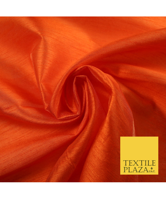 BLOOD ORANGE 2 Plain Dyed Faux Dupion Raw Silk Polyester Dress Fabric Material 7960