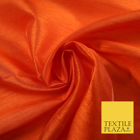 BLOOD ORANGE 2 Plain Dyed Faux Dupion Raw Silk Polyester Dress Fabric Material 7960