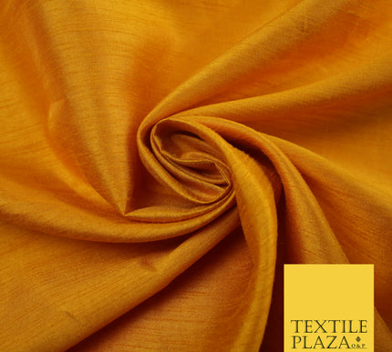 MUSTARD Plain Dyed Faux Dupion Raw Silk Polyester Dress Fabric Material 7962