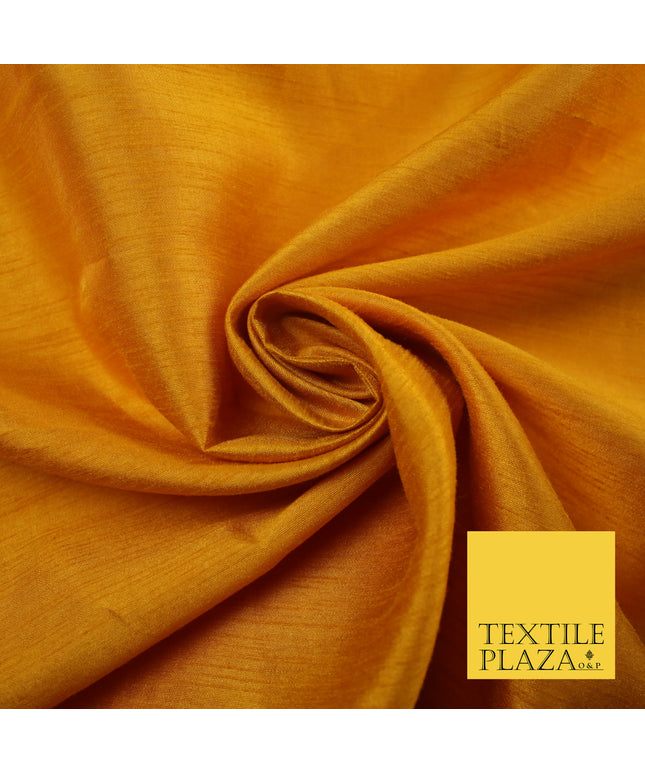 MUSTARD Plain Dyed Faux Dupion Raw Silk Polyester Dress Fabric Material 7962
