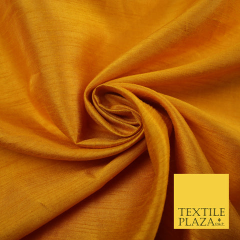 MUSTARD Plain Dyed Faux Dupion Raw Silk Polyester Dress Fabric Material 7962