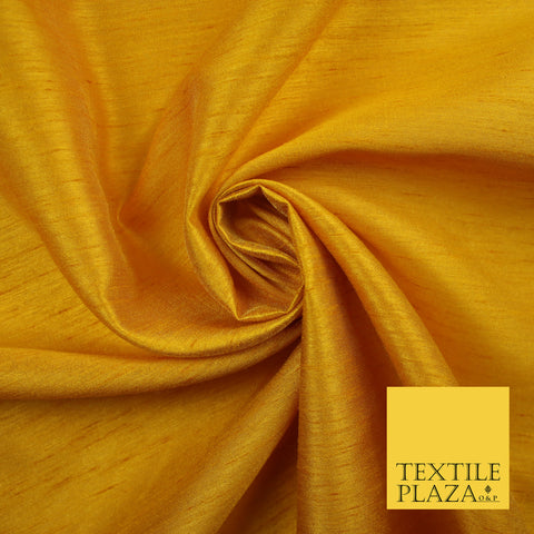 OCHRE YELLOW Plain Dyed Faux Dupion Raw Silk Polyester Dress Fabric Material 7963