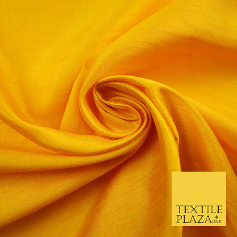 SUNFLOWER YELLOW Plain Dyed Faux Dupion Raw Silk Polyester Dress Fabric Material 7964