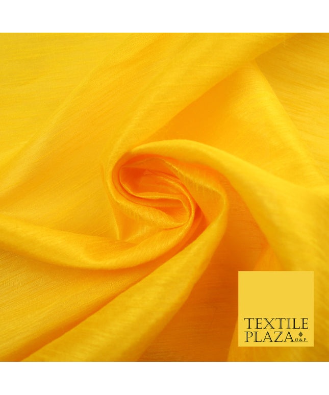 YELLOW  Plain Dyed Faux Dupion Raw Silk Polyester Dress Fabric Material 7966