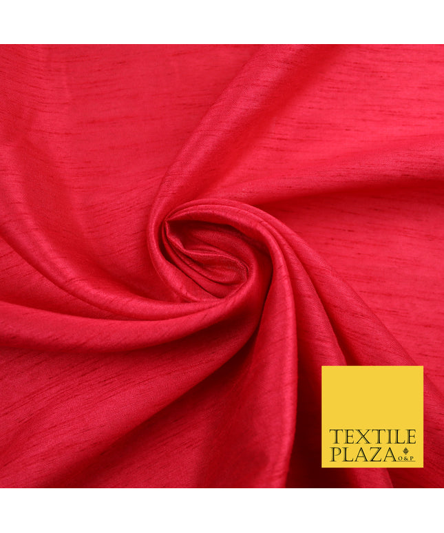 RASPBERRY PINK Plain Dyed Faux Dupion Raw Silk Polyester Dress Fabric Material 7967