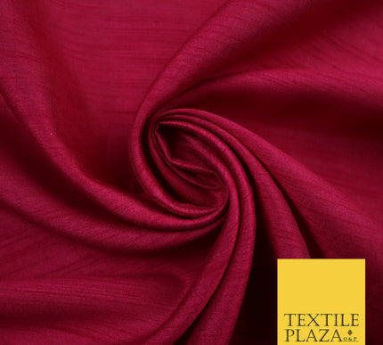 CHERRY PINK  Plain Dyed Faux Dupion Raw Silk Polyester Dress Fabric Material 7968
