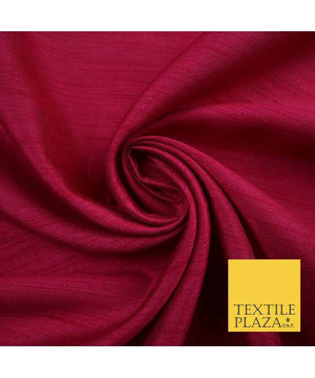 CHERRY PINK  Plain Dyed Faux Dupion Raw Silk Polyester Dress Fabric Material 7968