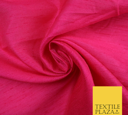 CANDY PINK Plain Dyed Faux Dupion Raw Silk Polyester Dress Fabric Material 7970
