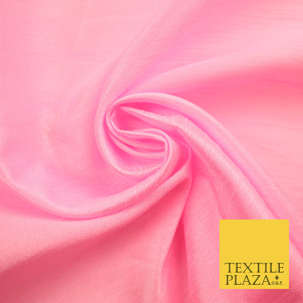 BABY PINK Plain Dyed Faux Dupion Raw Silk Polyester Dress Fabric Material 7971