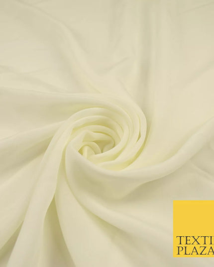 IVORY Plain Dyed Silky French Crepe de Chine Fabric Material Dress 44" 8999