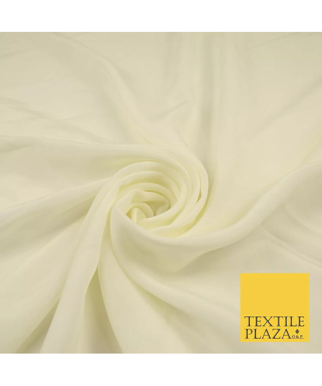 IVORY Plain Dyed Silky French Crepe de Chine Fabric Material Dress 44" 8999