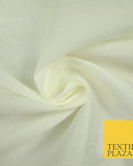 IVORY Plain Dyed Faux Dupion Raw Silk 100% Polyester Dress Fabric 44" 6250