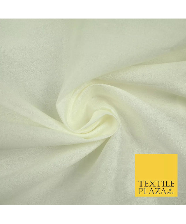 IVORY Plain Dyed Faux Dupion Raw Silk 100% Polyester Dress Fabric 44" 6250