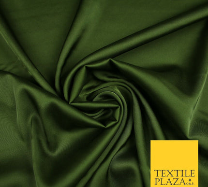 KHAKI MILITARY GREEN Fine Silky Smooth Liquid Sateen Satin Dress Fabric Drape Lining Material 7033