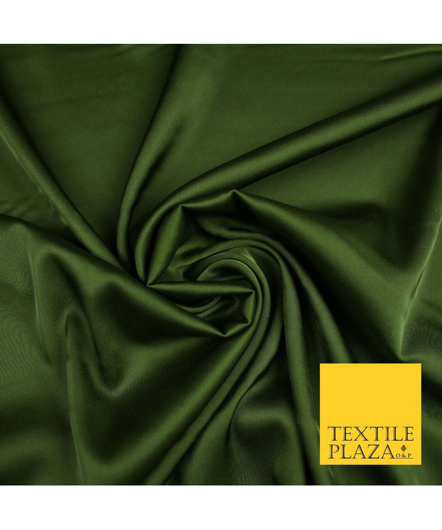 KHAKI MILITARY GREEN Fine Silky Smooth Liquid Sateen Satin Dress Fabric Drape Lining Material 7033