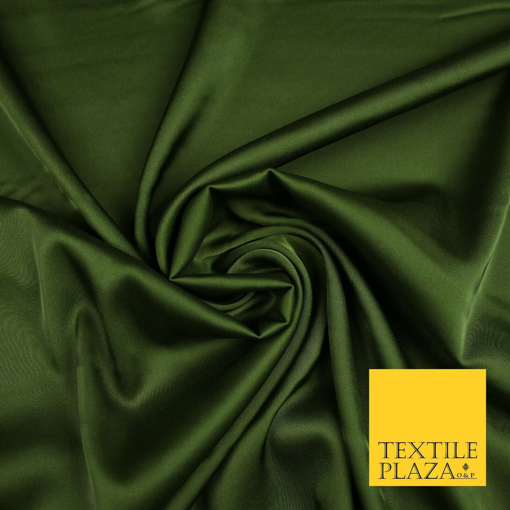 KHAKI MILITARY GREEN Fine Silky Smooth Liquid Sateen Satin Dress Fabric Drape Lining Material 7033