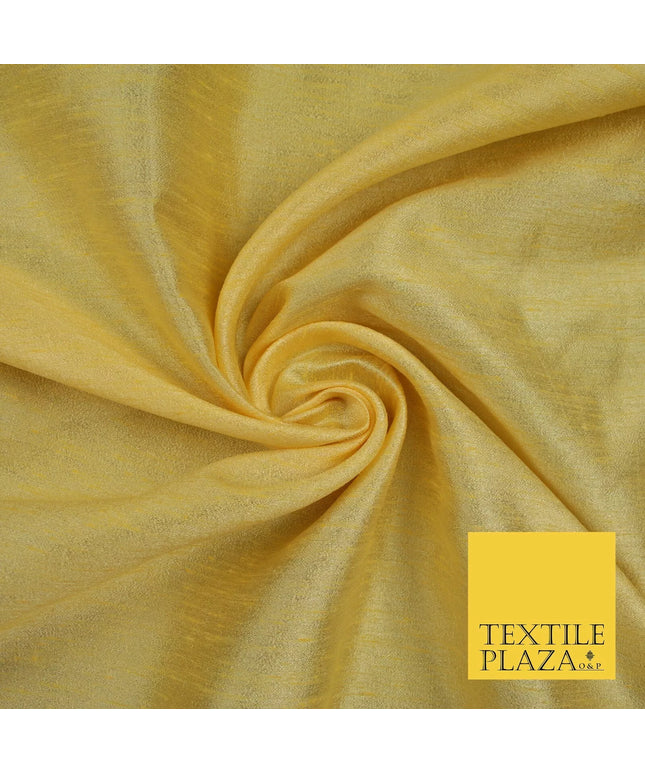 LEMON GOLD Plain Dyed Faux Dupion Raw Silk 100% Polyester Dress Fabric 44" 6255