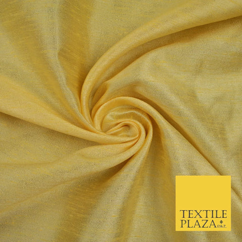LEMON GOLD Plain Dyed Faux Dupion Raw Silk 100% Polyester Dress Fabric 44" 6255