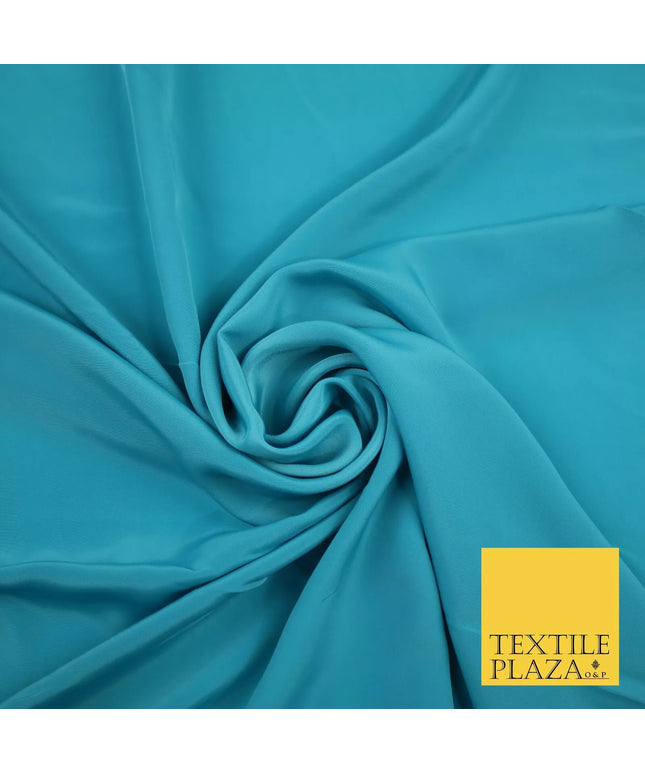 LIGHT BLUE Plain Dyed Silky French Crepe de Chine Fabric Material Dress 44" 9062