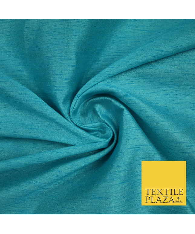 LIGHT BLUE Plain Dyed Faux Dupion Raw Silk 100% Polyester Dress Fabric 44" 6290