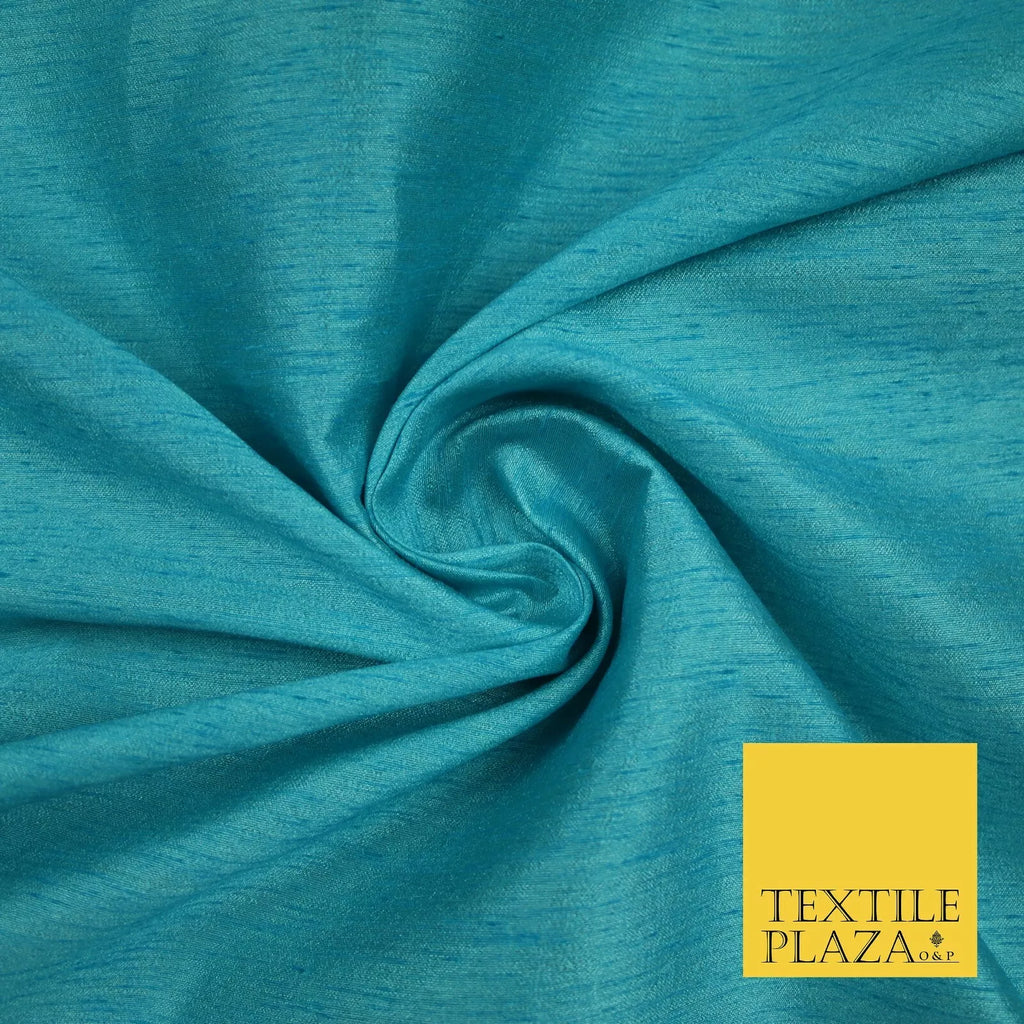 LIGHT BLUE Plain Dyed Faux Dupion Raw Silk 100% Polyester Dress Fabric 44" 6290