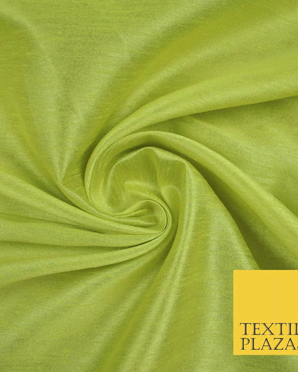 LIGHT LIME GREEN Plain Dyed Faux Dupion Raw Silk 100% Polyester Dress Fabric 44" 6277