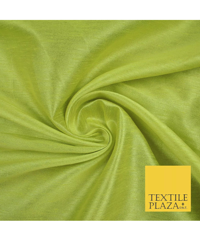 LIGHT LIME GREEN Plain Dyed Faux Dupion Raw Silk 100% Polyester Dress Fabric 44" 6277