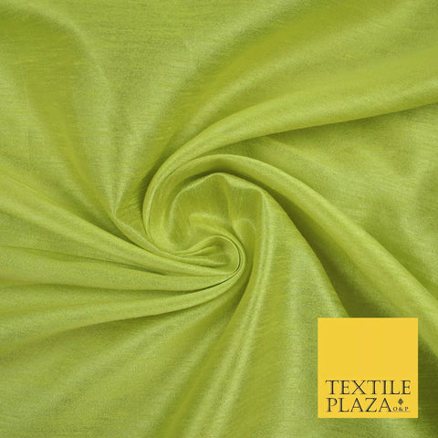 LIGHT LIME GREEN Plain Dyed Faux Dupion Raw Silk 100% Polyester Dress Fabric 44" 6277