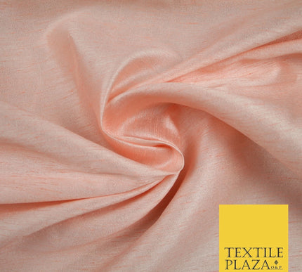 LIGHT PEACH Plain Dyed Faux Dupion Raw Silk 100% Polyester Dress Fabric 44" 6276