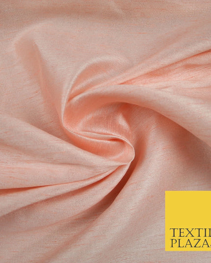 LIGHT PEACH Plain Dyed Faux Dupion Raw Silk 100% Polyester Dress Fabric 44" 6276