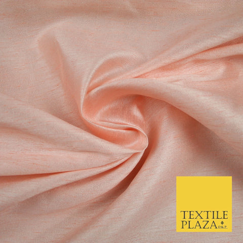 LIGHT PEACH Plain Dyed Faux Dupion Raw Silk 100% Polyester Dress Fabric 44" 6276