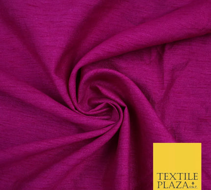 MAGENTA PINK Plain Dyed Faux Dupion Raw Silk 100% Polyester Dress Fabric 44" 6268