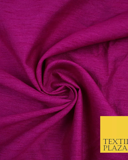 MAGENTA PINK Plain Dyed Faux Dupion Raw Silk 100% Polyester Dress Fabric 44" 6268