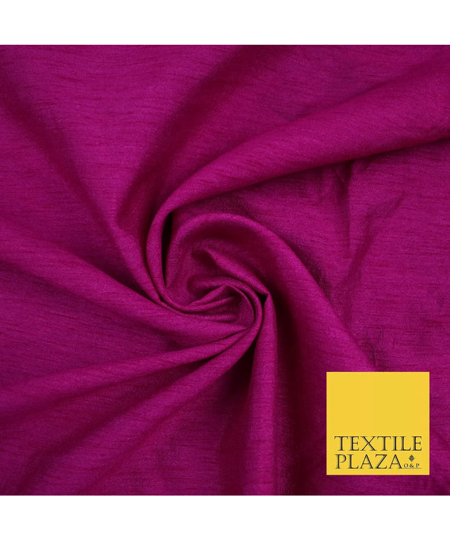 MAGENTA PINK Plain Dyed Faux Dupion Raw Silk 100% Polyester Dress Fabric 44" 6268