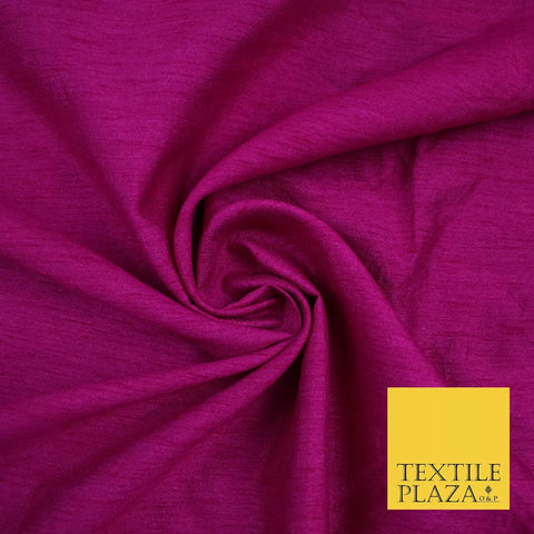 MAGENTA PINK Plain Dyed Faux Dupion Raw Silk 100% Polyester Dress Fabric 44" 6268