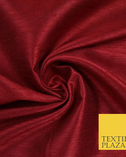 MAROON Plain Dyed Faux Dupion Raw Silk 100% Polyester Dress Fabric 44" 6265