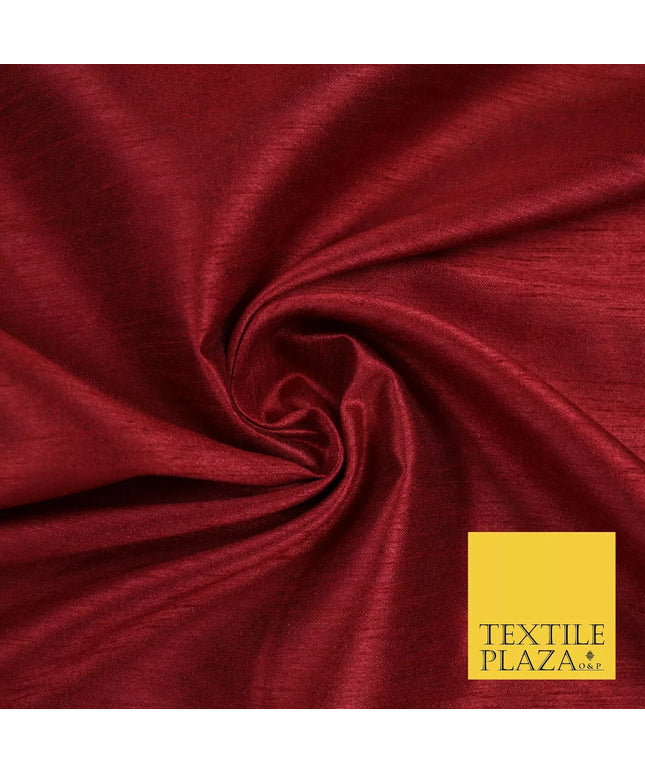 MAROON Plain Dyed Faux Dupion Raw Silk 100% Polyester Dress Fabric 44" 6265