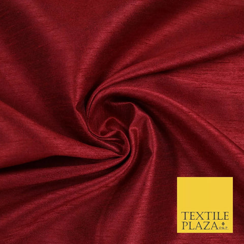MAROON Plain Dyed Faux Dupion Raw Silk 100% Polyester Dress Fabric 44" 6265