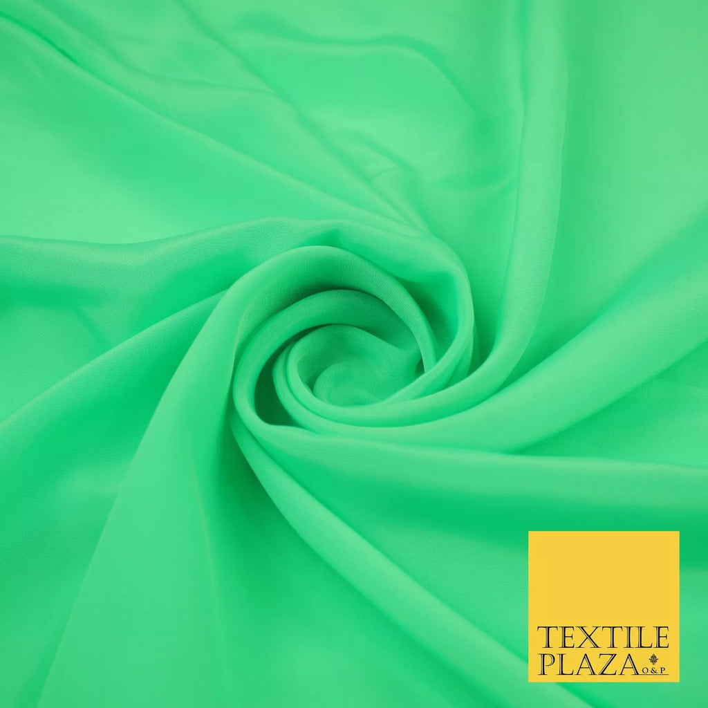 MINT GREEN Plain Dyed Silky French Crepe de Chine Fabric Material Dress 44" 9056