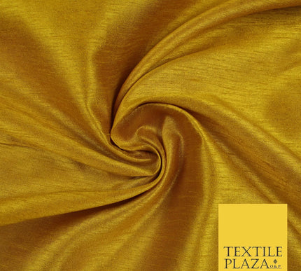MUSTARD YELLOW Plain Dyed Faux Dupion Raw Silk 100% Polyester Dress Fabric 44" 6259