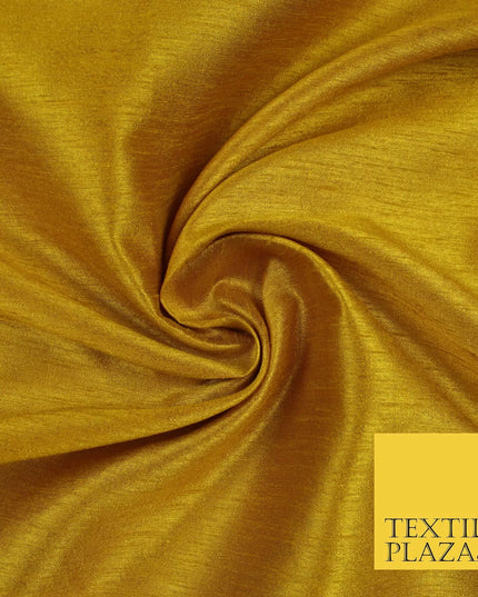 MUSTARD YELLOW Plain Dyed Faux Dupion Raw Silk 100% Polyester Dress Fabric 44" 6259