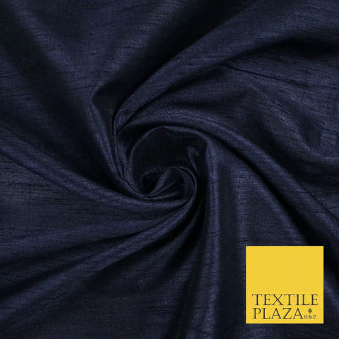 NAVY BLUE Plain Dyed Faux Dupion Raw Silk 100% Polyester Dress Fabric 44" 6246