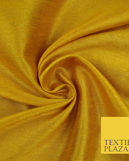 OCHRE YELLOW Plain Dyed Faux Dupion Raw Silk 100% Polyester Dress Fabric 44" 6258