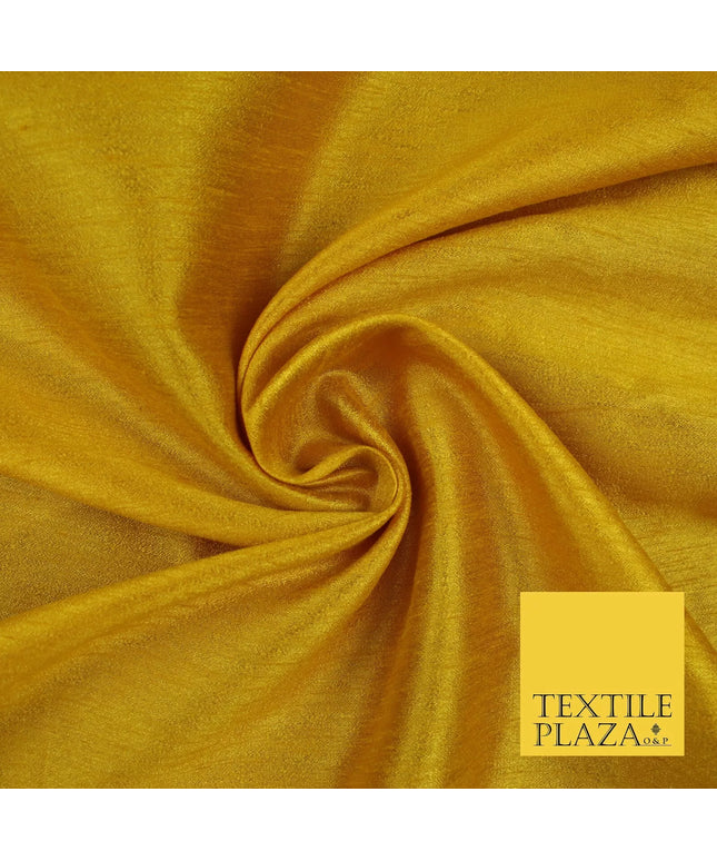OCHRE YELLOW Plain Dyed Faux Dupion Raw Silk 100% Polyester Dress Fabric 44" 6258
