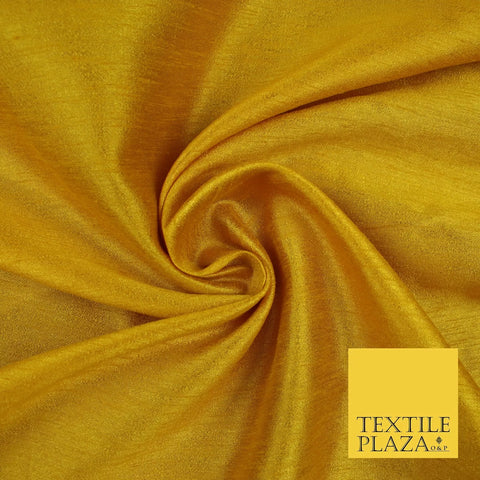 OCHRE YELLOW Plain Dyed Faux Dupion Raw Silk 100% Polyester Dress Fabric 44" 6258