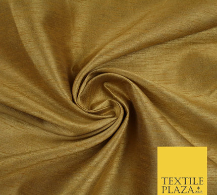 OLD GOLD Plain Dyed Faux Dupion Raw Silk 100% Polyester Dress Fabric 44" 6299