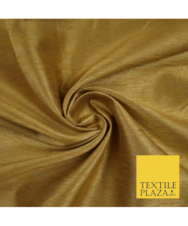 OLD GOLD Plain Dyed Faux Dupion Raw Silk 100% Polyester Dress Fabric 44" 6299