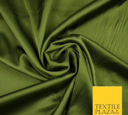OLIVE GREEN  Fine Silky Smooth Liquid Sateen Satin Dress Fabric Drape Lining Material 7034
